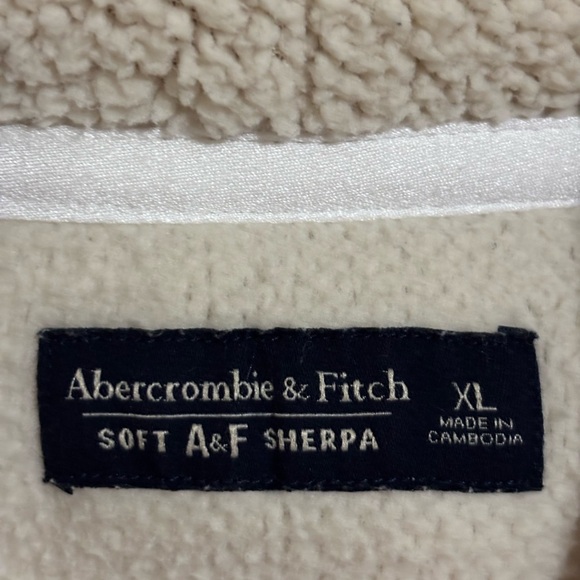 Abercrombie & Fitch Soft Sherpa Hoodie Cream XL Cozy Minimalist - Picture 4 of 9